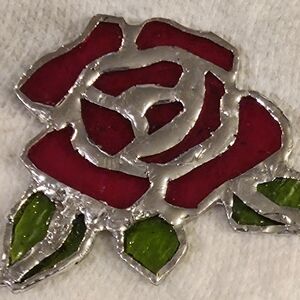 Red and Silver Rose Stained Glass